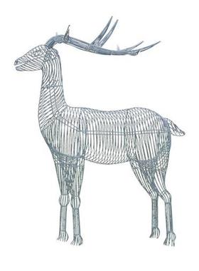 户外不锈钢镂空梅花鹿雕塑草坪公园林售楼部发光线条仿真动物摆件