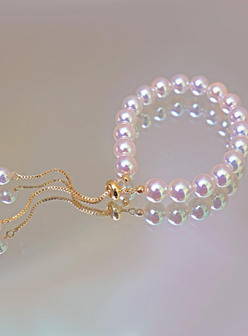 人造天女伴彩日本akoya珍珠手链