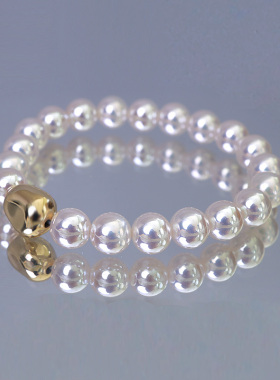 正品施家珍珠手链人造极光akoya