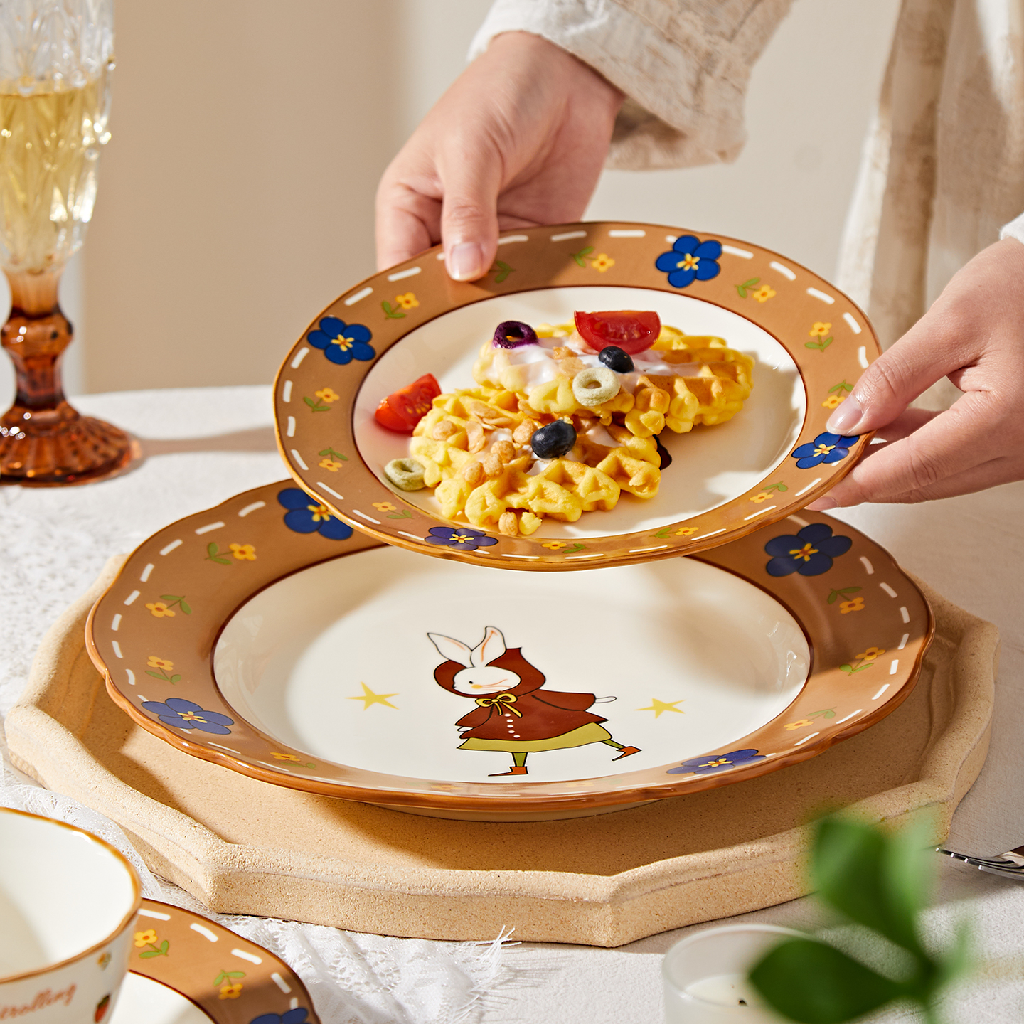 碗筷餐具套装家用2025新款高颜值卡通碗具漂亮的饭碗陶瓷碗米饭碗