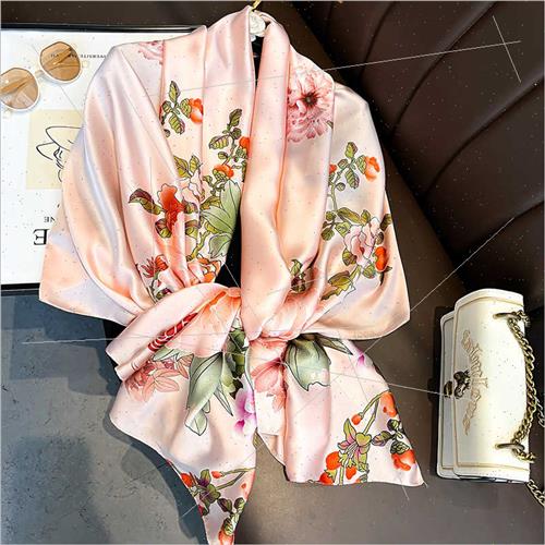 Retro Korean  fashion printing silk scarf neck protector out - 图0