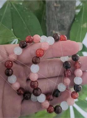 New 1pcs men fashion round crystal bracelet red agate gold s