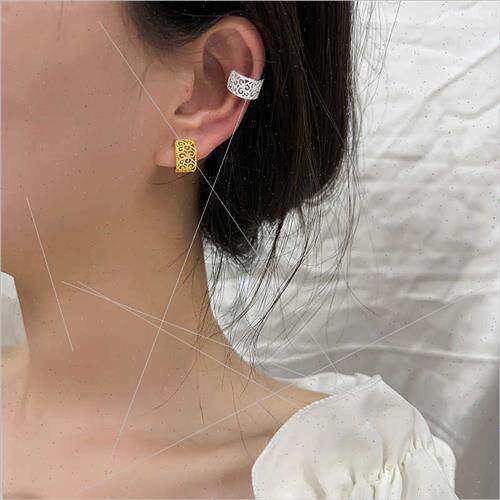 Tang grass pattern earrings whout ear holes hollowing woven - 图2