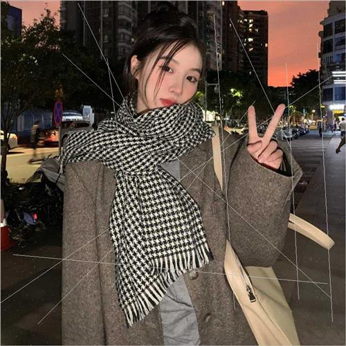 2023 winter plaid scarf female fall winter hundred wh new re - 图1