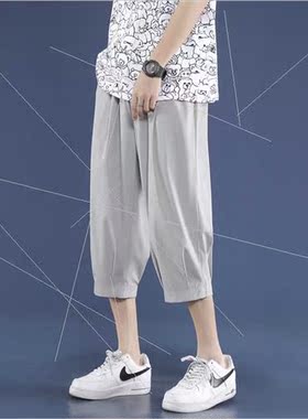 Seven pants men summer thin ice silk loose large size sports
