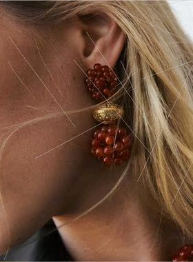 Korean innovative temperament sweet rice beads earrings exag