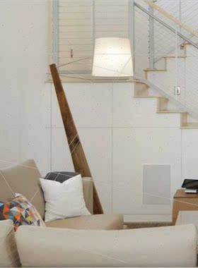 Scandinavian living room floor lamp next to sofa post-modern