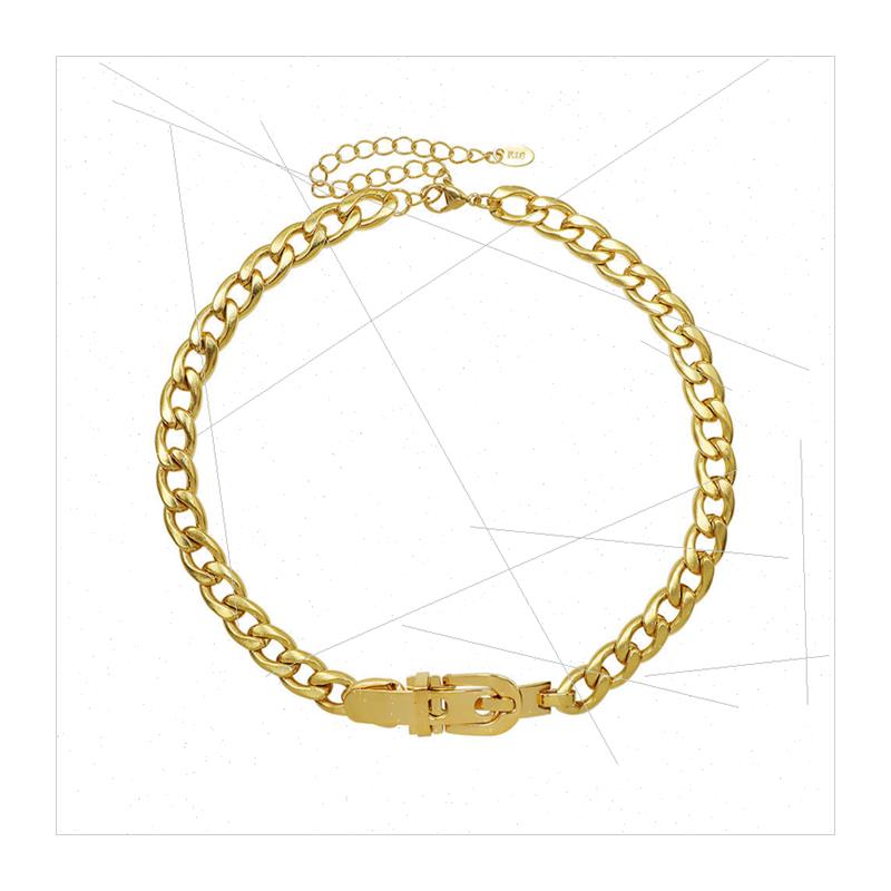 Europe strap buckle bracelet women tanium steel gold necklac - 图3