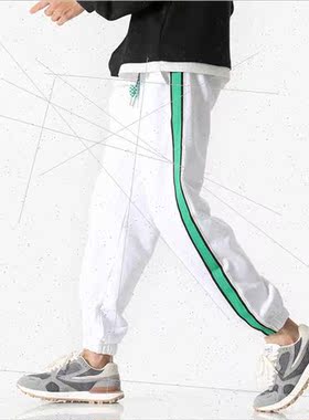 Casual pants men 2023 new side striped fashion nine pants dr