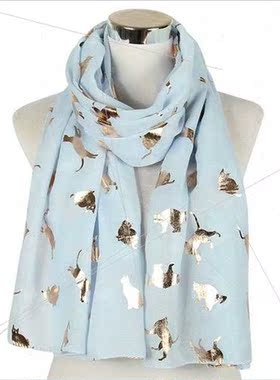 Cat hot gold scarf polyester spring summer animal scarf can