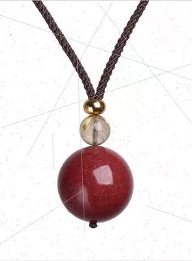 Cinnabar pendant men women peace round beads long necklace s
