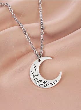 Europe New guardian angel wings LOVE moon pendant necklace w
