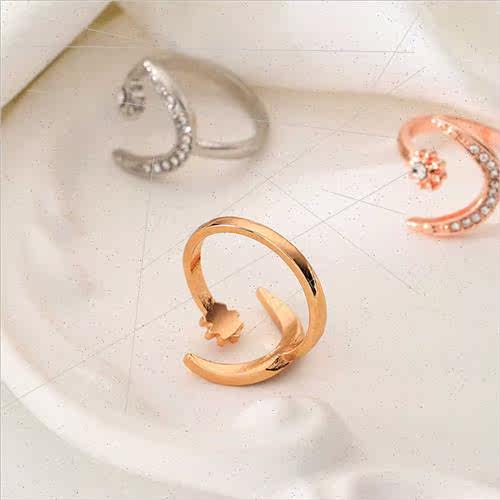 che star moon open ring ins minimalist female index finger r - 图1