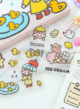 Soft PVC stickers gift box cute girl characters handbook dec
