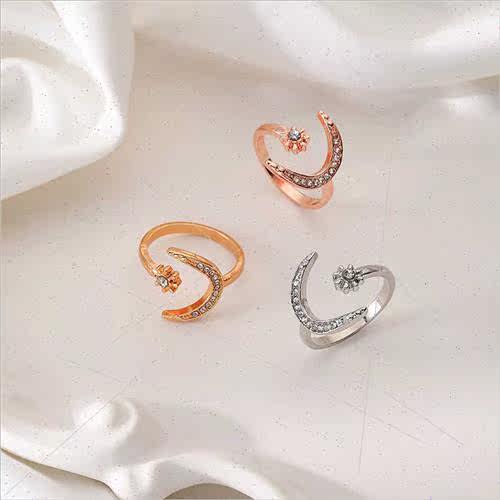 che star moon open ring ins minimalist female index finger r - 图0