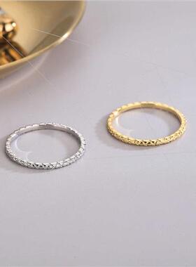 s925 silver Koreadiamond texture ring simple versatile snake