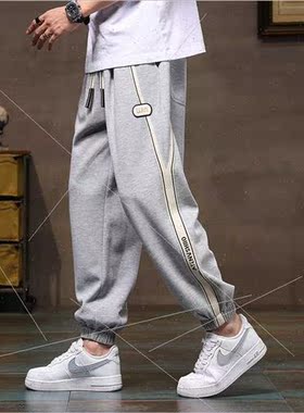 Casual pants men sweatpants 2023 autumn new loose plus fat b