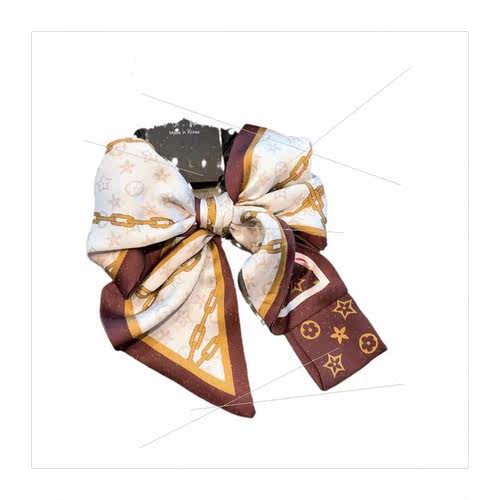 Korea  retro satin printing letters high  large bow flutteri - 图3