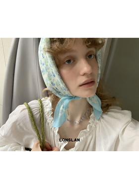 LONSLAN ACC 春夏韩系青色小碎花拼接串珠项链百搭锁骨链