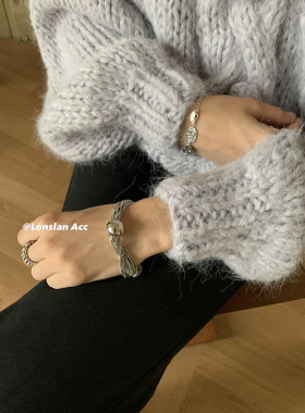 LONSLAN情侣合金做旧款叠层手链