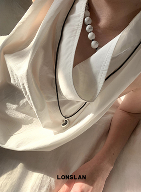 LONSLANACC黑白圆形串珠拼接项链