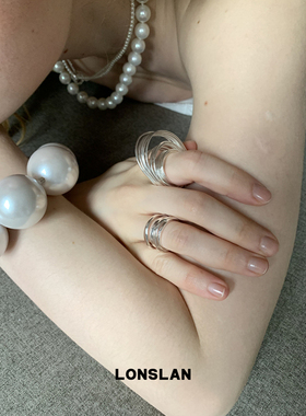 LONSLAN ACC 春夏设计感线条夸张百搭简约配饰叠戴戒指