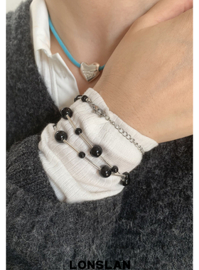 LONSLAN ACC 秋冬设计感不规则珠珠串珠锁骨链ins冷淡风项链