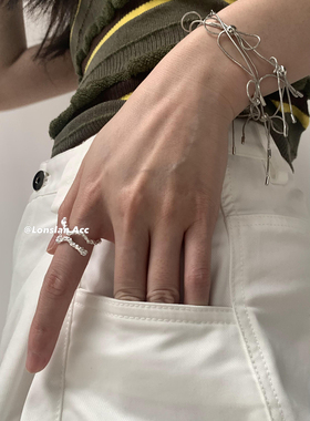 LONSLANACC不规则交叉细圈戒指