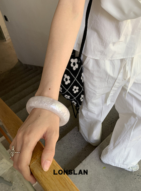 LONSLAN ACC 2025ss韩系亮色几何闭口手镯高质感手环