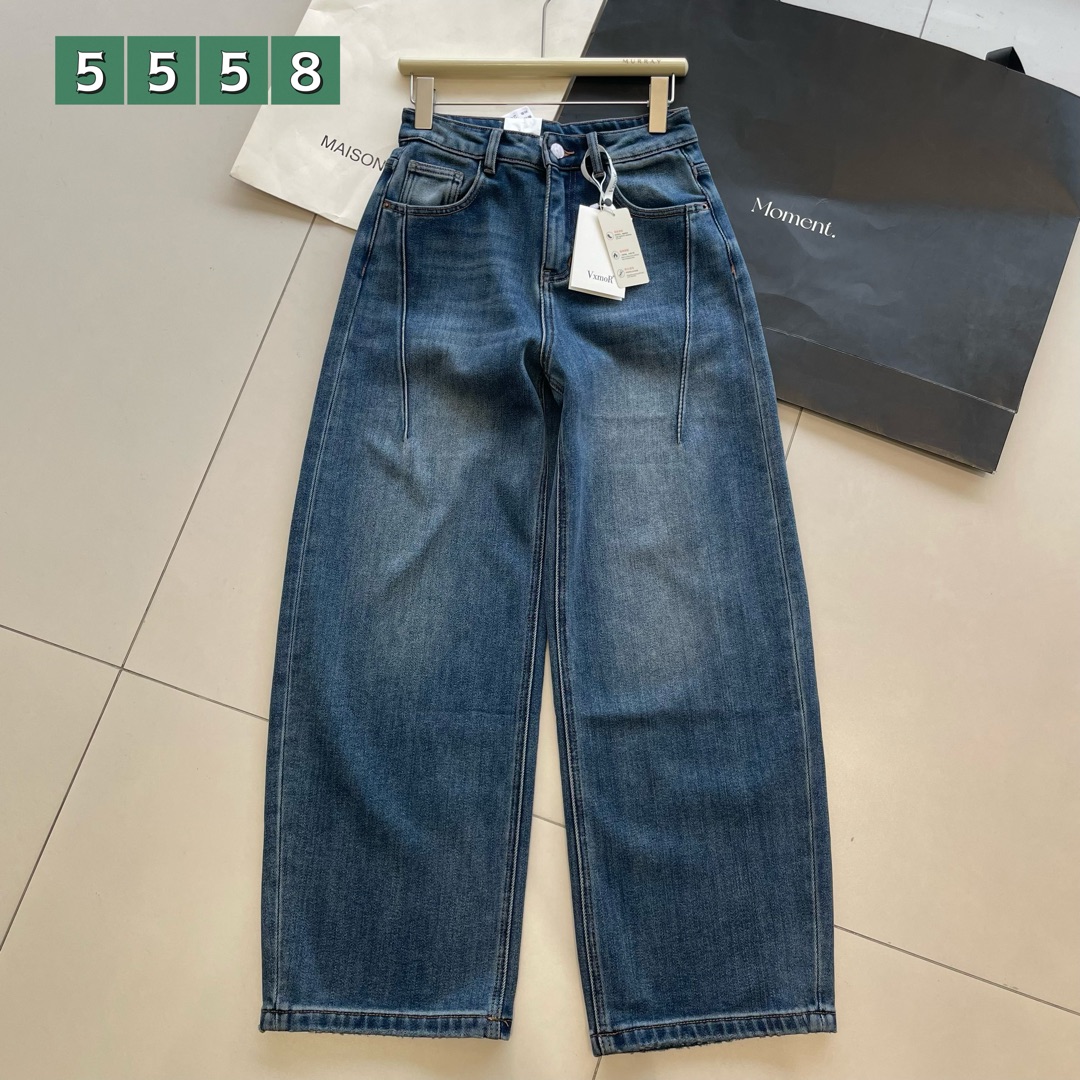 10.15 冬季新款 MY-5558韩版微弹大长腿薄绒加厚牛仔弯刀裤