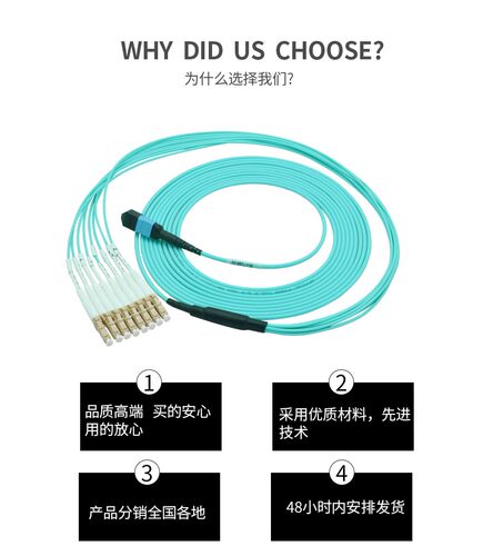 永定mpo光纤跳线Mpo-lc 8芯12芯集束OM3/OM4万兆多模光纤线MTP光模块40G/100G200数据中心跳线光缆电信级LSZH - 图1