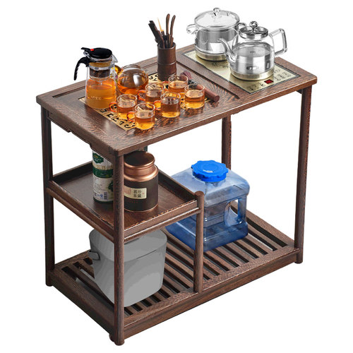 鸡翅实木移动茶车茶台烧水壶一体家用客厅全自动泡茶功夫茶具套装 - 图0
