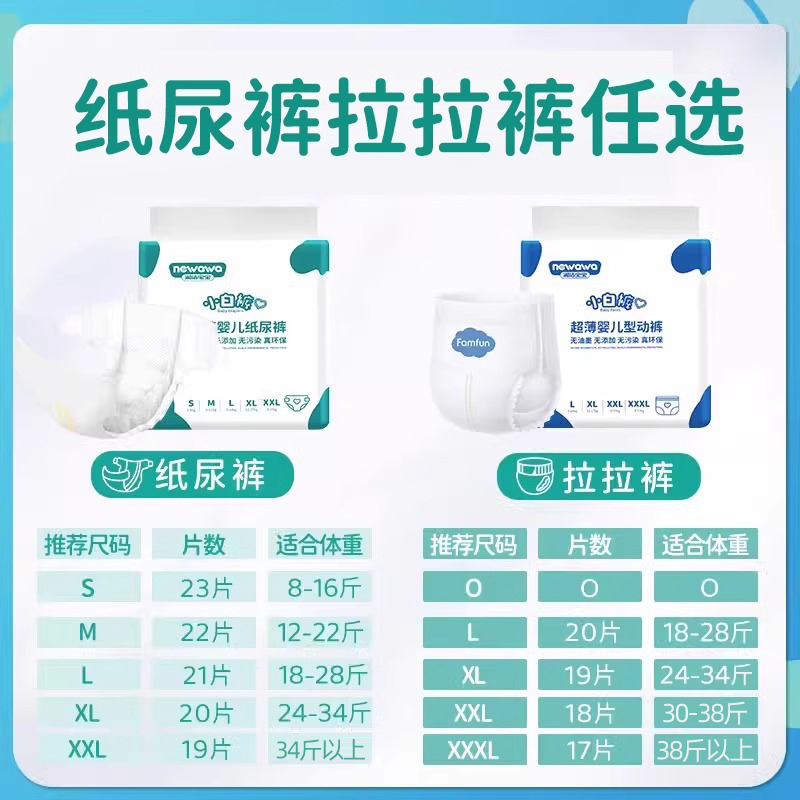 淑洁婴儿纸尿裤超薄透气尿不湿拉拉裤S/M/L/XXL码试用体验装