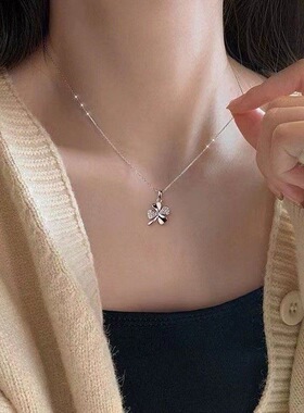 麻雀YQ 四叶草新款百搭设计感项链锁骨链小众轻奢送女友生日礼物