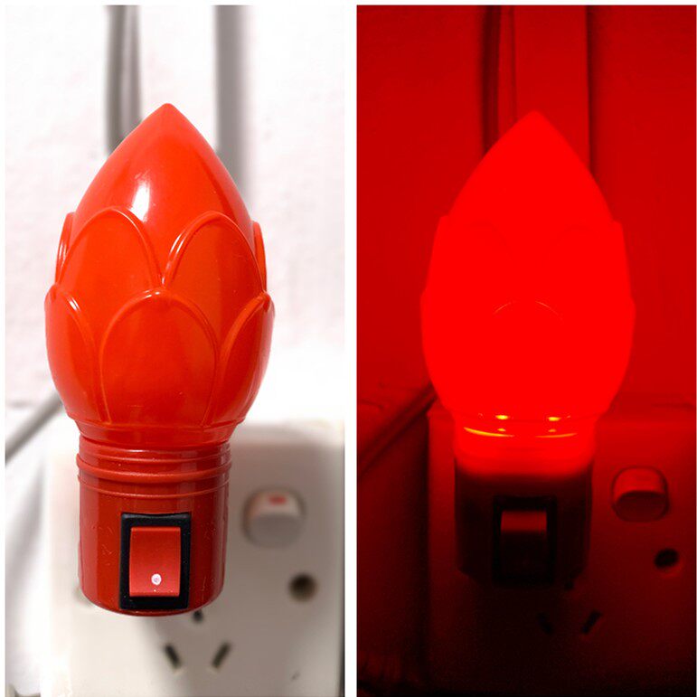 led节能小灯泡橘红色小夜灯插电带开关插座灯喂奶卧室婴儿床头灯