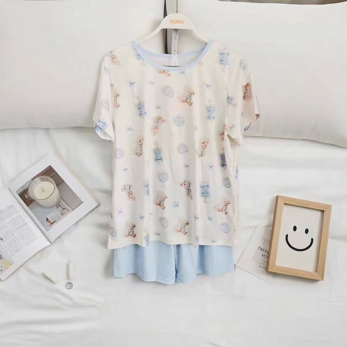 Sweet lady's milk silk home clothes set