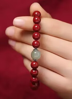 天然原矿朱砂和田玉本命年手链紫金帝王砂十二生肖本命佛转运手串
