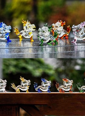 速发十二生装水金龙摆件晶粉紫蓝家居客厅肖饰品男朋友孩子生日礼
