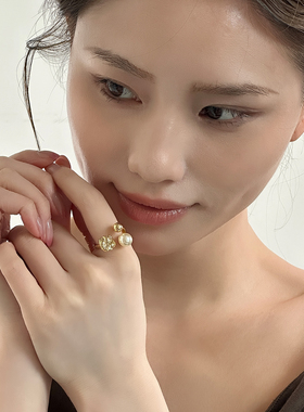 高级感金属珍珠戒指女款小众设计
