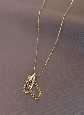 精致椭圆吊坠项链轻奢小众高级感