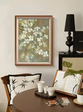 中古风客厅装饰画苹果花法式复古沙发背景墙壁挂画餐厅装饰画心
