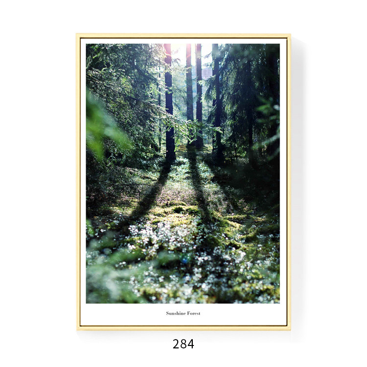 北欧森林装饰画芯现代客厅玄关卧室风景树林挂画画心图片打印喷绘