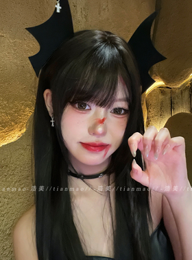 万圣节黑色恶魔翅膀发夹女