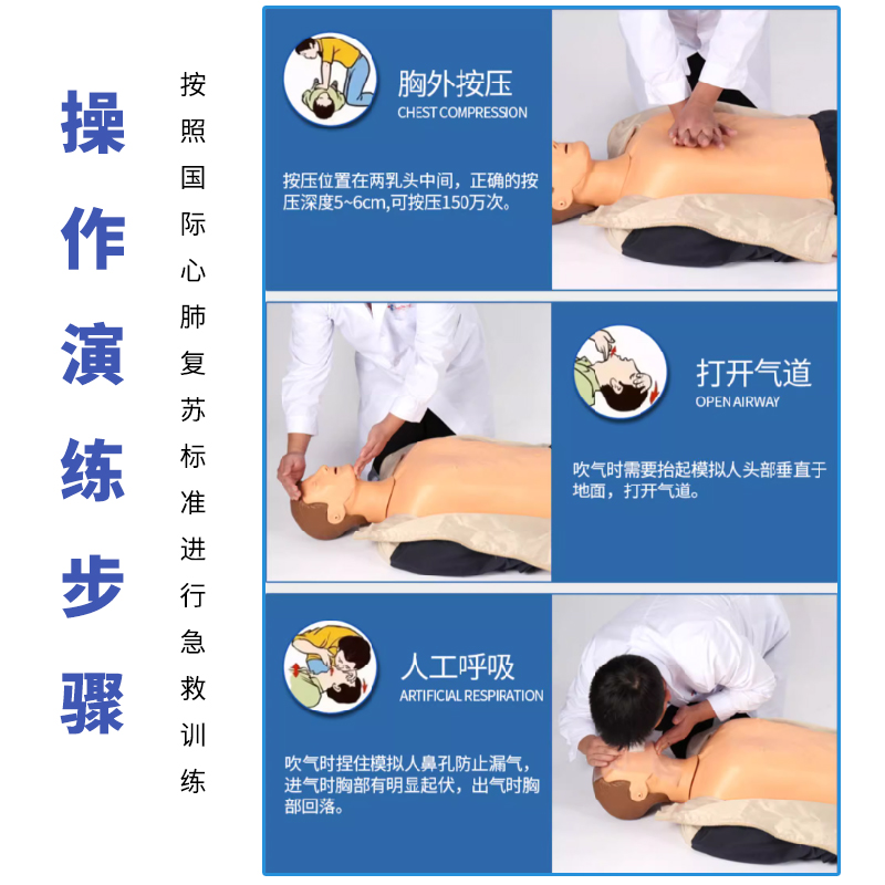 泰贵医学 TG/CPRY012 全身心肺复苏模拟人 带简易呼吸器袋装 人工呼吸急救训练习假人体模型 - 图2