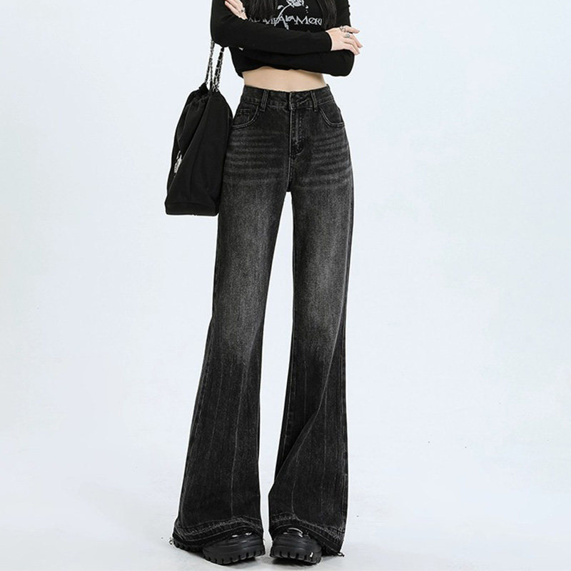 大码毛边微喇牛仔裤子女秋季新款胖mm显瘦小个子梨型身材高腰阔腿,淘宝优惠券,粉丝福利购,淘宝优惠卷