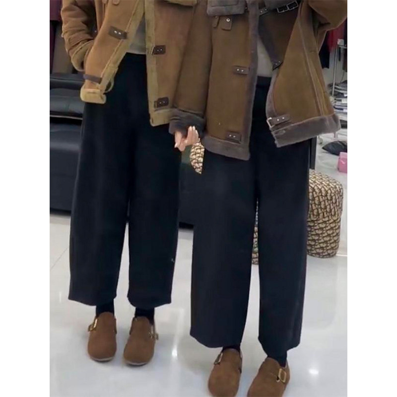 冬季新款松紧腰加绒休闲裤女宽松香蕉裤软糯奶奶裤显瘦阔腿裤子,淘宝优惠券,粉丝福利购,淘宝优惠卷