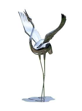 不锈钢手工锻造落地仙鹤雕塑园林景观草坪动物摆件室内水池装饰品