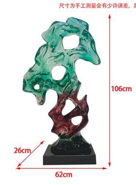 透明树脂太湖石雕塑大型落地摆件现代简约酒店售楼处软装饰工艺品