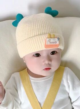 婴儿帽子冬季可爱新生幼宝毛线秋