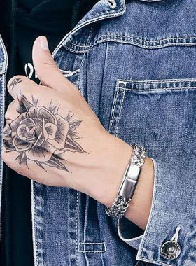 欧美风配饰钛钢四方形磁铁扣手环